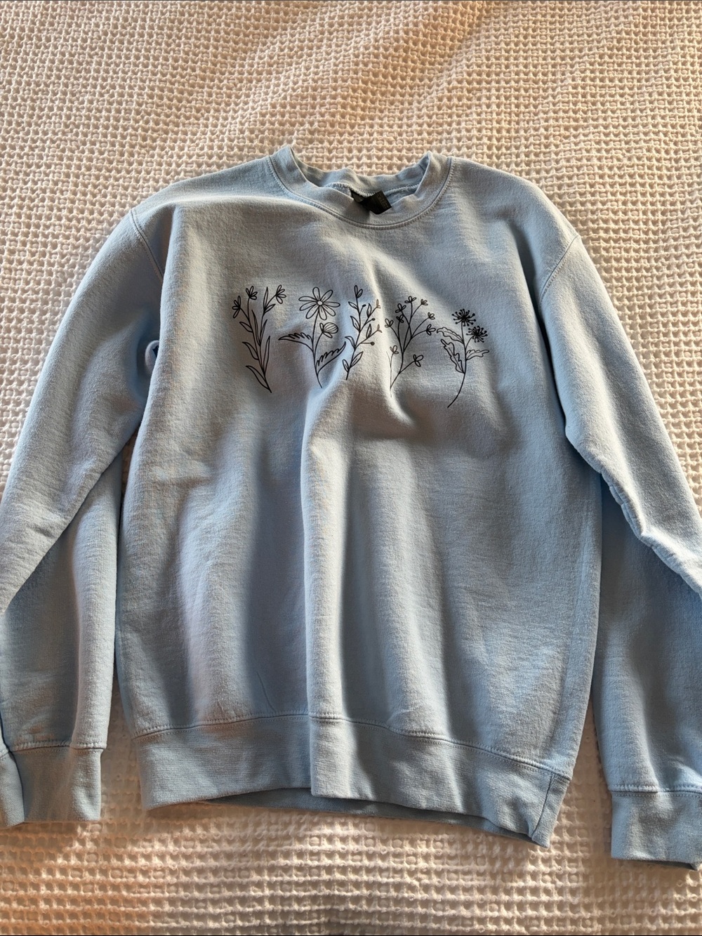 Light Blue Floral Crewneck Sweater